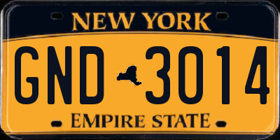 NY license plate GND3014