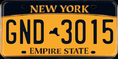 NY license plate GND3015