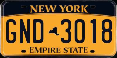 NY license plate GND3018