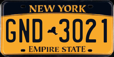 NY license plate GND3021