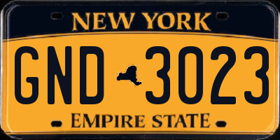 NY license plate GND3023