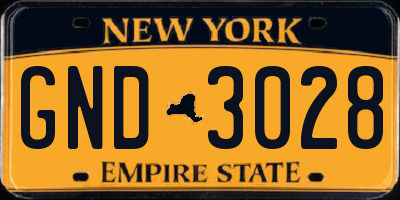 NY license plate GND3028