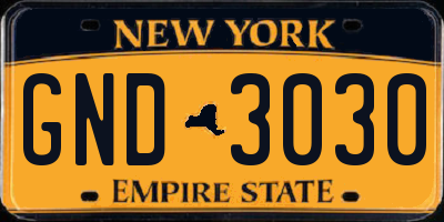 NY license plate GND3030