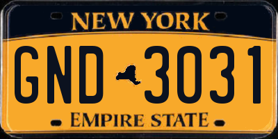NY license plate GND3031