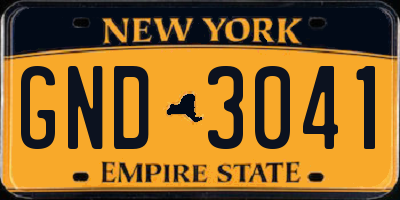 NY license plate GND3041