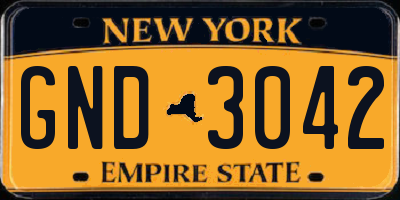 NY license plate GND3042