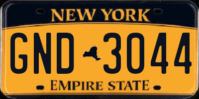 NY license plate GND3044