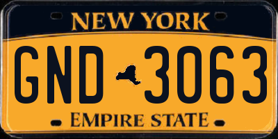 NY license plate GND3063