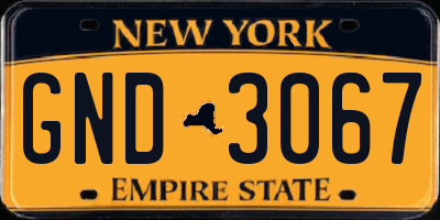 NY license plate GND3067