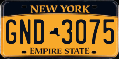 NY license plate GND3075