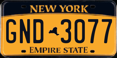 NY license plate GND3077