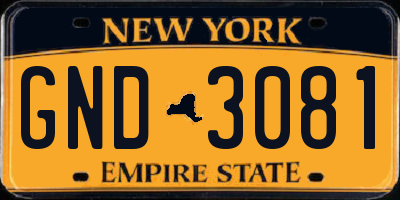 NY license plate GND3081