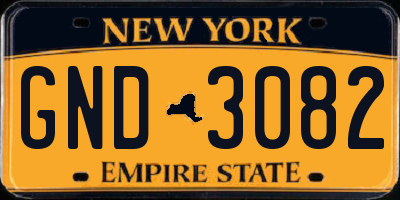 NY license plate GND3082