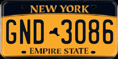 NY license plate GND3086