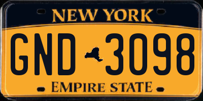 NY license plate GND3098