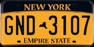 NY license plate GND3107