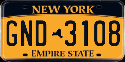 NY license plate GND3108