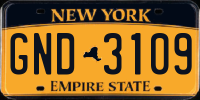 NY license plate GND3109
