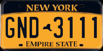 NY license plate GND3111