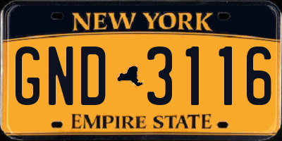 NY license plate GND3116