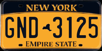NY license plate GND3125