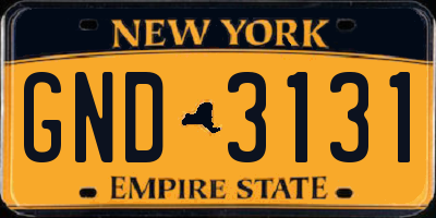 NY license plate GND3131