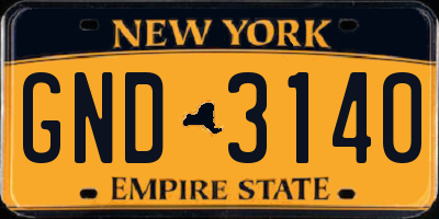 NY license plate GND3140