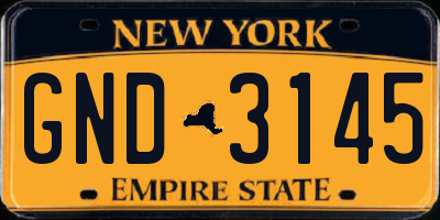 NY license plate GND3145