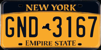 NY license plate GND3167