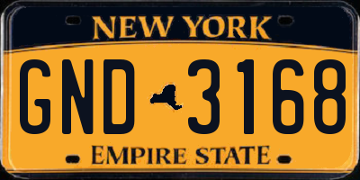 NY license plate GND3168