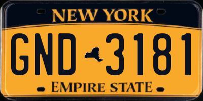NY license plate GND3181