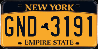 NY license plate GND3191