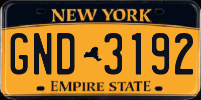 NY license plate GND3192
