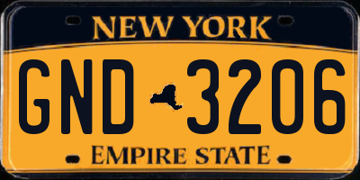 NY license plate GND3206