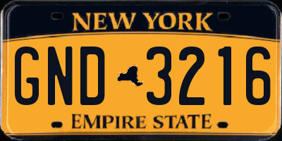 NY license plate GND3216