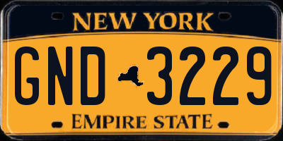 NY license plate GND3229