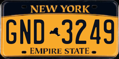NY license plate GND3249