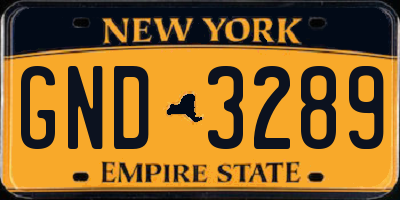 NY license plate GND3289