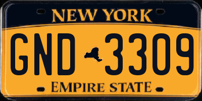 NY license plate GND3309