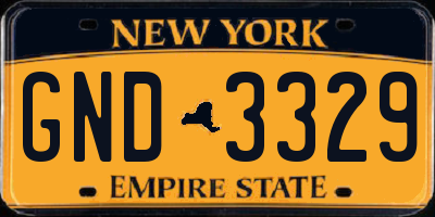 NY license plate GND3329