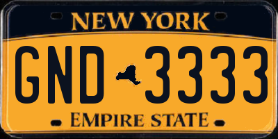NY license plate GND3333