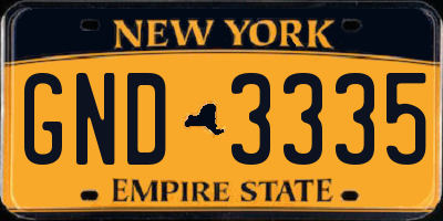 NY license plate GND3335