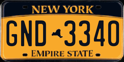 NY license plate GND3340