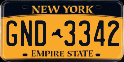 NY license plate GND3342