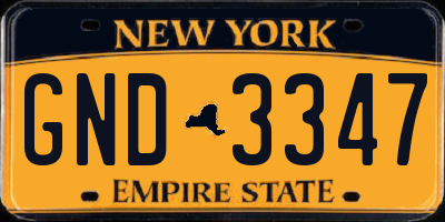 NY license plate GND3347