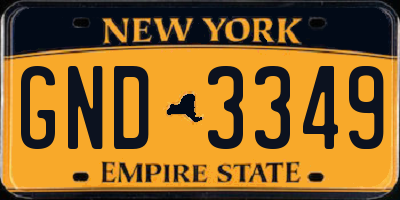 NY license plate GND3349