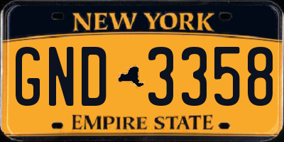 NY license plate GND3358