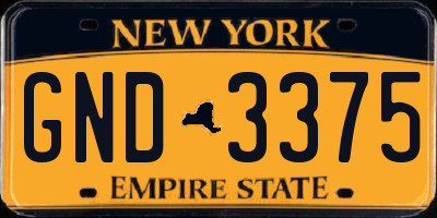 NY license plate GND3375