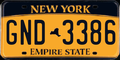 NY license plate GND3386