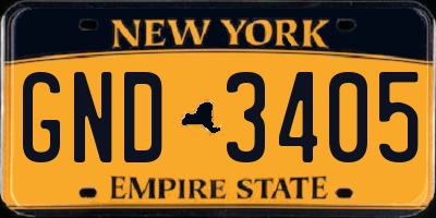 NY license plate GND3405